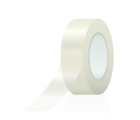 Adhesive tape with unrolled adhesive strip. Isolated vector illustration on white background.

