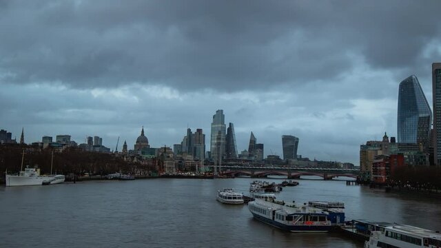 Day to night London Hyperlapse from Waterloo bridge of the city of London