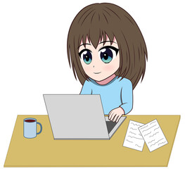 テレワーク中の女性