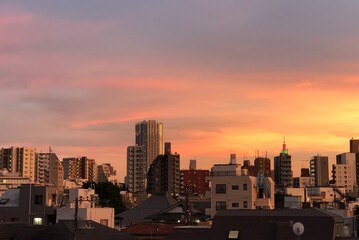 Tokyo skyline at sunset, Japan, Urban design, urban planning