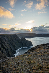 During sunset at the north cape in Norway