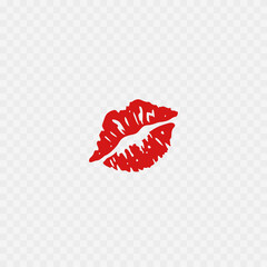 Lips kiss emoji. Red Lipstick kiss icon. Isolated. Vector