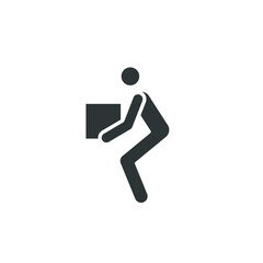 Lifting weights, box, man icon. Solid style for web template and app. Lift, back, pain, boy, carry, vector illustration design on white background. Simple glyph EPS 10