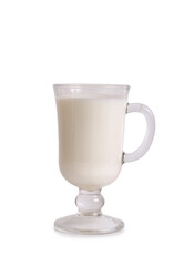 Glass and a bottle of milk. Isolated object on white background