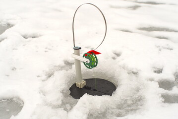 Device For Catching Predatory Fish From The Ice Close-Up
