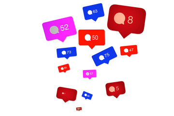 Multicolored Social media comments counters  isolated on white background. Instagramcomments counters