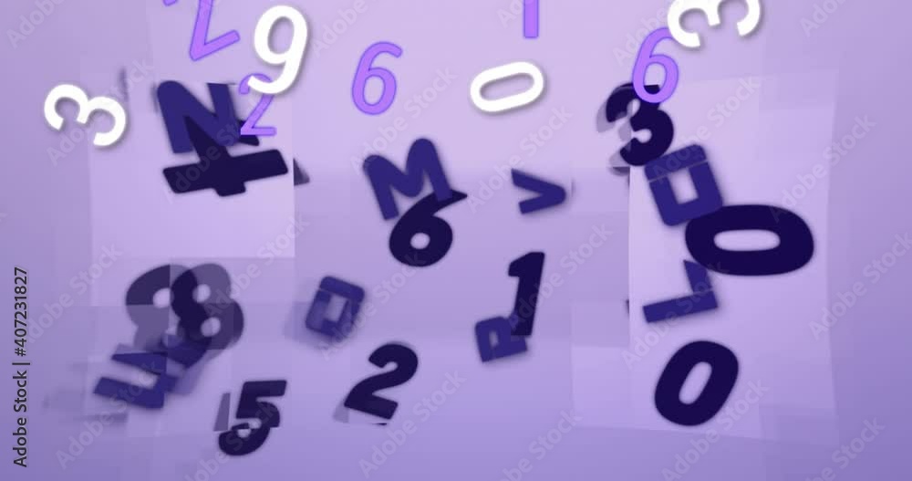 Aufkleber digital animation of multiple changing numbers and alphabets against blue background