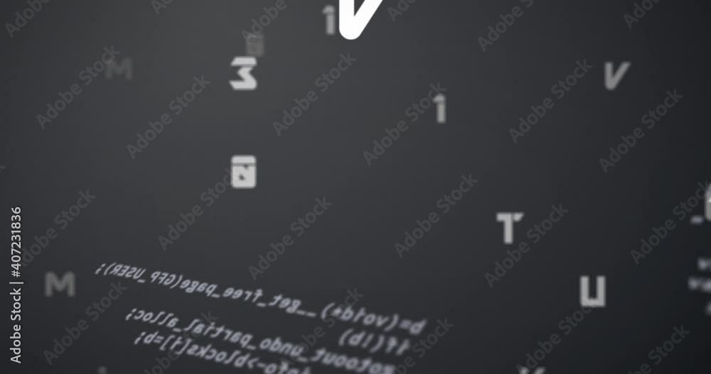 Aufkleber digital animation of multiple changing numbers and alphabets against data processing on grey backgro