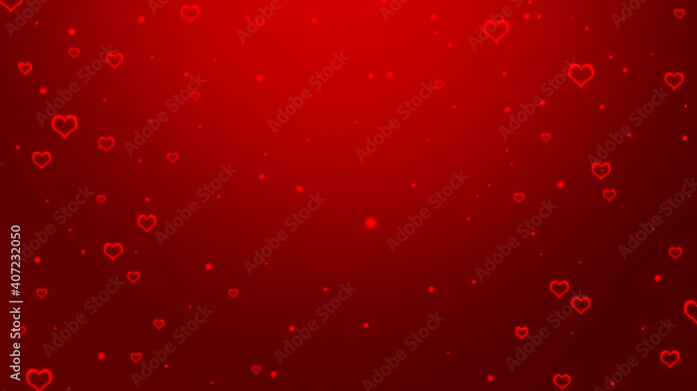 Canvas Prints abstract gradient red background with glowing hearts and spots. vivid valentines day background