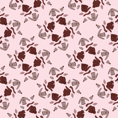 Little season seamless pattern with hand drawn sweater print, scarfs, hats, mittens. Pastel palette style artwork.