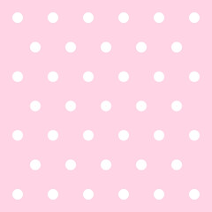 Valentines day pattern polka dots. Template background in pink and white polka dots . Seamless fabric texture. Vector illustration