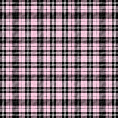 Valentines day tartan plaid. Scottish pattern in black and  pink cage. Scottish cage. Traditional Scottish checkered background. Seamless fabric texture. Vector illustration