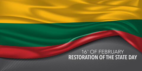 Lithuania happy restoration of the state day greeting card, banner with template text vector illustration.