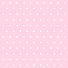Valentines day pattern polka dots. Template background in pink and white polka dots . Seamless fabric texture. Vector illustration