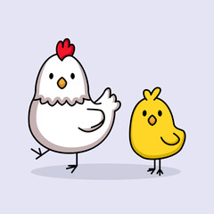 Cute chicks and hen chicken mascot design
