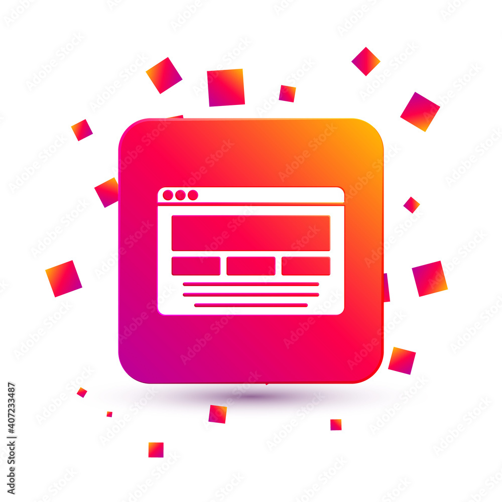 Poster white ui or ux design icon isolated on white background. square color button. vector.