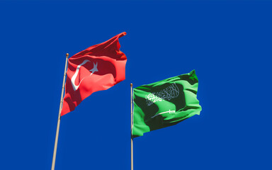 Flags of Saudi Arabia and Turkey.