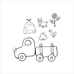 Cute Cars Cartoon Doodles. Transportation t-shirt print design. Vector Illustration
