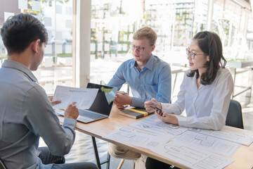 Creative graphic designers team draft planning application development process prototype layout for mobile web. User Experience Concepts