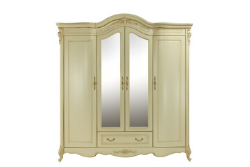 beige cabinet with mirrors on a white background