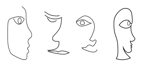 Abstract minimal surrealism portrait. Logo, icon, label.