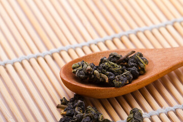 Chinese Puer tea leaves,close-up