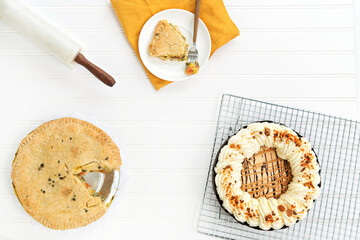 Overhead shot of pies