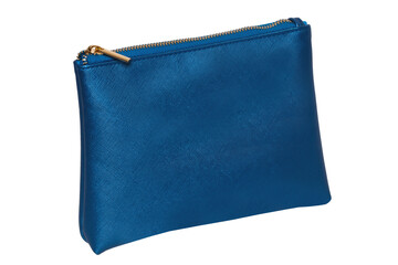 Cosmetic bags isolated. Close-up of a female cosmetic travel bag with zipper isolated on a white...