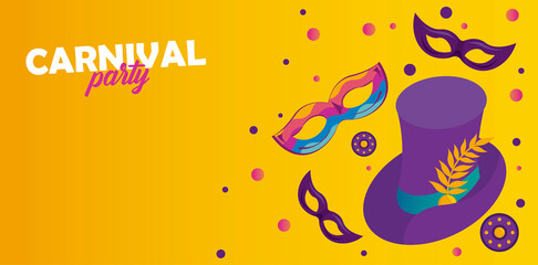 mardi gras carnival party celebration with hat and masks