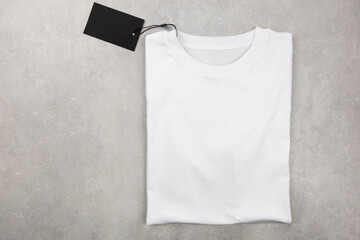 White womens cotton Tshirt mockup with label. Design t shirt template, print presentation mock up....