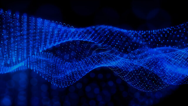 Big Data Vizualisation concept. Information represented as a High Tech Futuristic Particle Network. Abstract background. 3D render