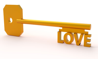 Concept orange key with word LOVE