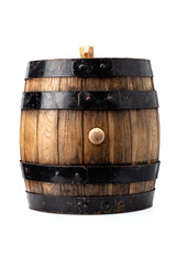 Obraz premium wooden barrel for alcohol drinks containing isolated on white background
