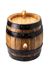 Fototapeta premium wooden barrel for alcohol drinks containing isolated on white background