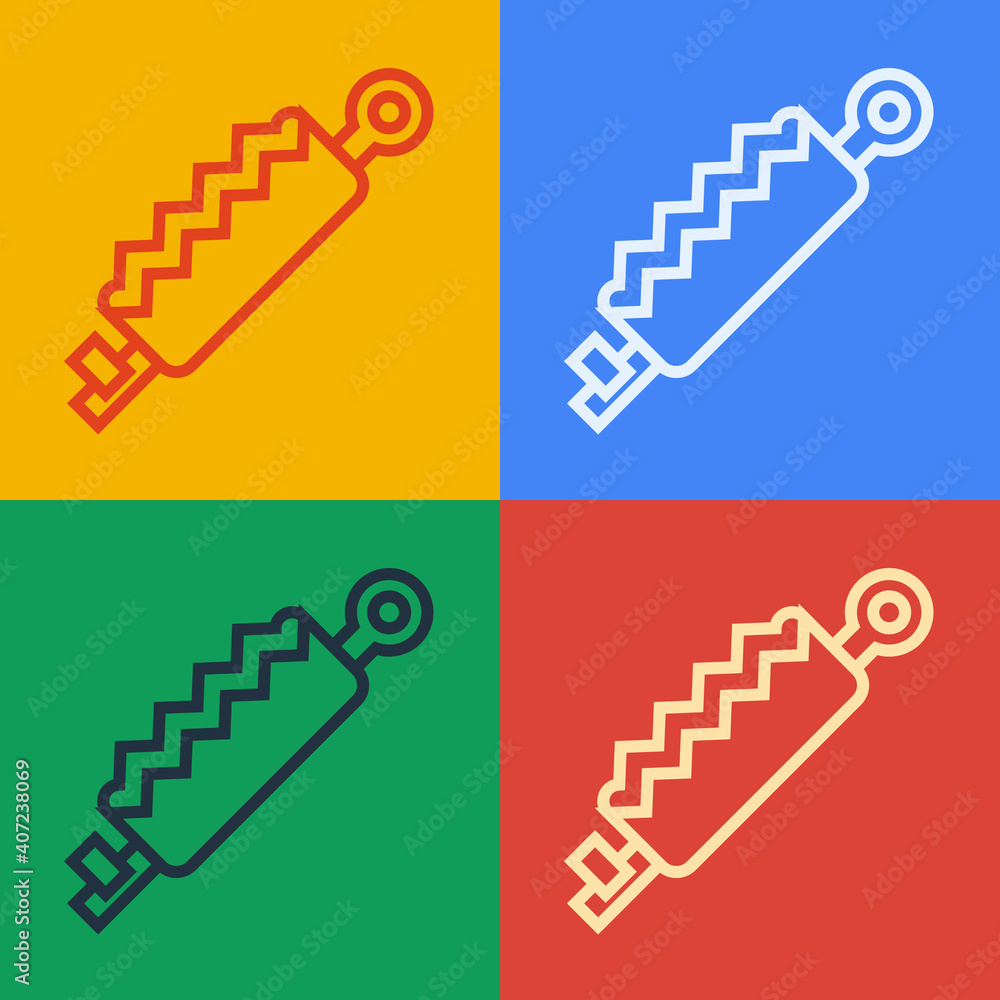 Poster pop art line trap hunting icon isolated on color background. vector.