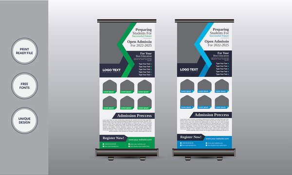 Junior School Admission Rollup Banner Creative Business  Concept Roll-up Banner stand Print Template