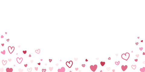 red and pink heart shaped on white background hand drawn. Valentine background vector illustration flat design.