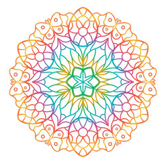 Colored gradient mandala with egg tracery decoration.