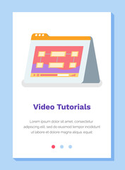 Online video tutorials, webinar, distance education, e-learning, business training vector illutration. Website landing page template. Drawing up graphic diagrams. Video how to make a sequential scheme