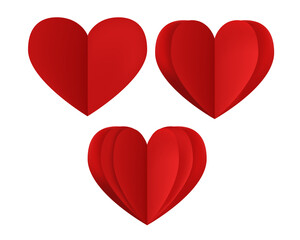 Red paper hearts. Valentine s Day. For the design of postcards, websites, posters. Vector