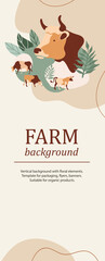 Vertical agricultural background. Cow silhouette made of multi-colored segments.