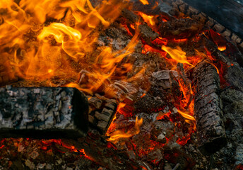 The fire, burning debris, there is no focus. Large burning fire.