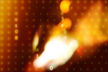 Abstrakter Hintergrund aus Computer Zahlen oder Matrix mit Lichtreflex