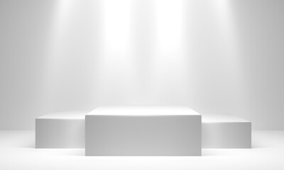 White winners podium with copy space. 3d rendering