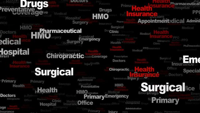 HEALTH INSURANCE Keywords Animation, Background, Loop, 4k
