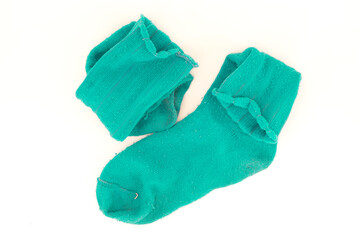 Pair of socks on white background.