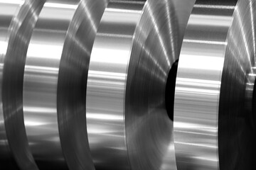 aluminum coils in the machine - obrazy, fototapety, plakaty