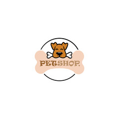 Pet shop logo template. label design elements for pet shop, zoo shop, pets care and goods for animals.