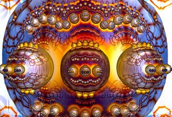 3d fractal illustration. Beautiful and colorful symmetrical ornament.