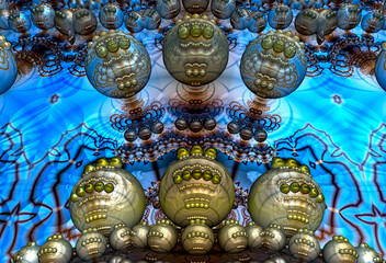 Fototapeta premium 3d fractal illustration. Beautiful and colorful symmetrical ornament.